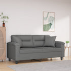 Two-seater sofa with cushions 140 cm microfiber fabric dark grey