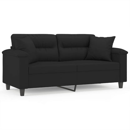 Tweezitsbank Met Kussens Microvezelstof 140 cm Zwart