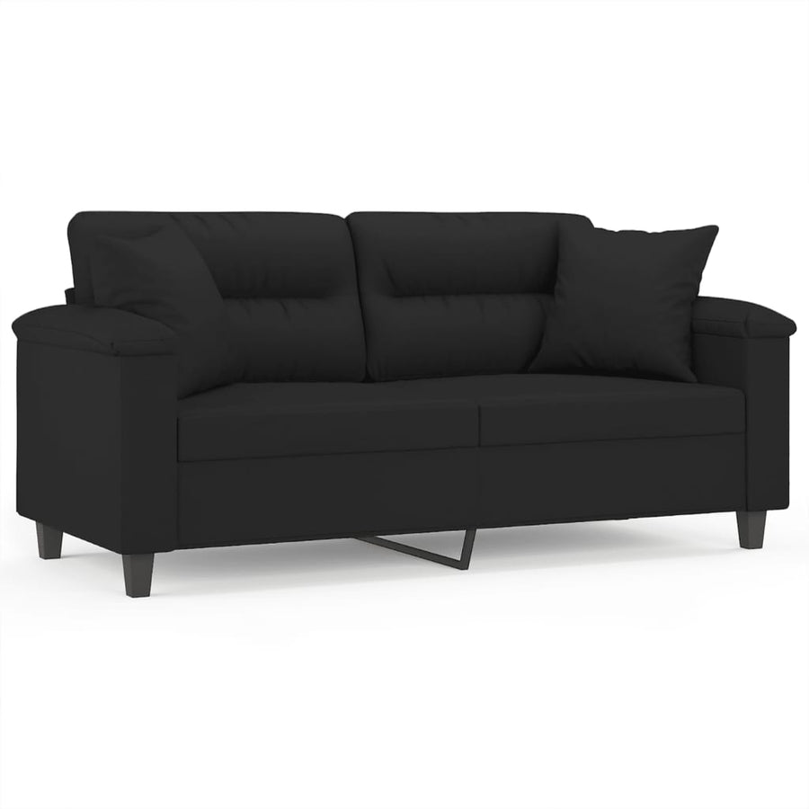Tweezitsbank Met Kussens Microvezelstof 140 cm Zwart