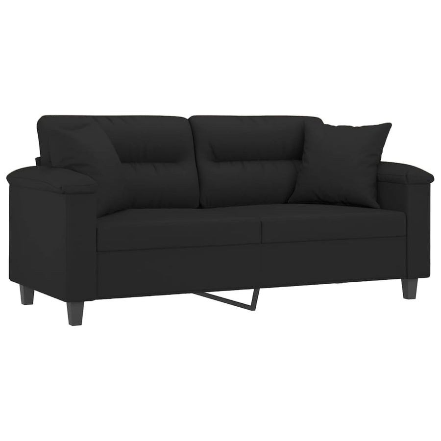 Tweezitsbank Met Kussens Microvezelstof 140 cm Zwart