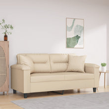 Tweezitsbank met kussens 140 cm microvezelstof crèmekleurig
