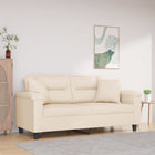 Two-seater sofa with cushions 140 cm microfiber fabric beige