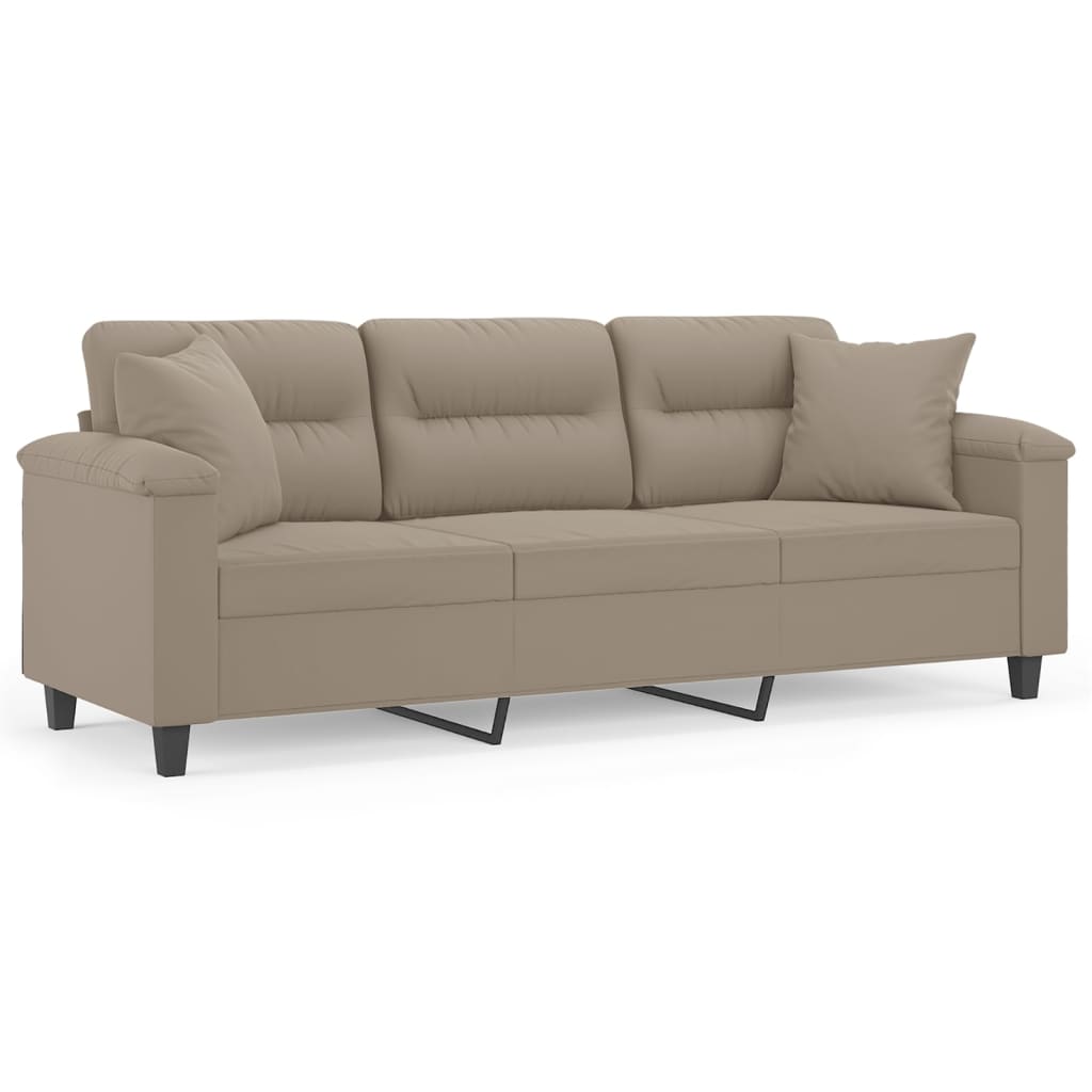 Driezitsbank Met Kussens Microvezelstof 180 cm Taupe