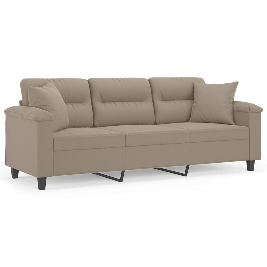 Driezitsbank Met Kussens Microvezelstof 180 cm Taupe