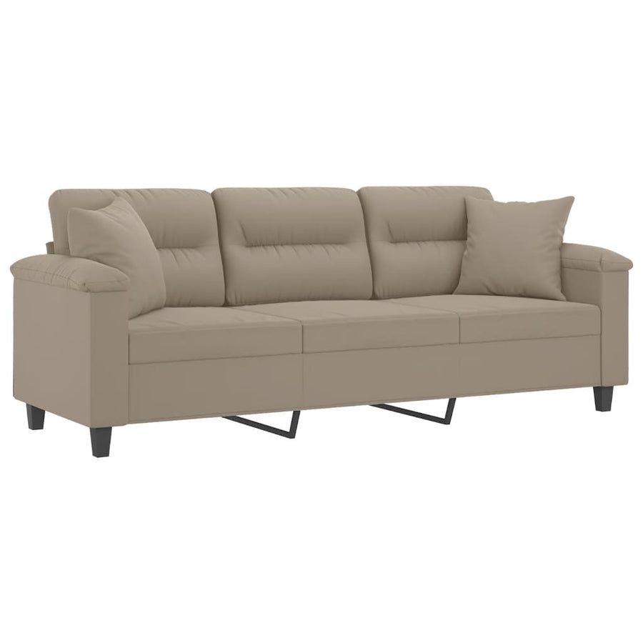 Driezitsbank Met Kussens Microvezelstof 180 cm Taupe