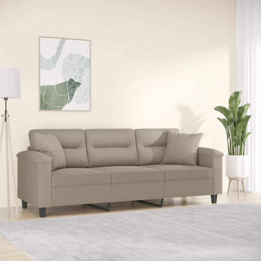 Driezitsbank Met Kussens Microvezelstof 180 cm Taupe