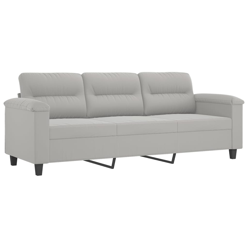 Driezitsbank Met Kussens Microvezelstof 180 cm Lichtgrijs