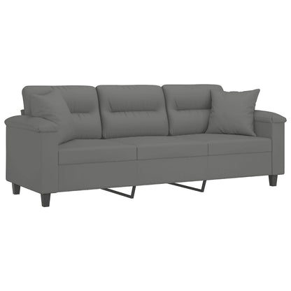 Driezitsbank Met Kussens Microvezelstof 180 cm Donkergrijs