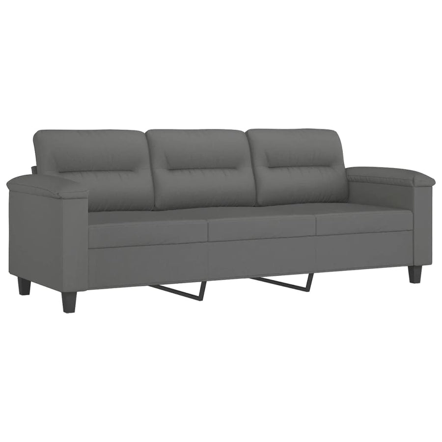 Driezitsbank Met Kussens Microvezelstof 180 cm Donkergrijs