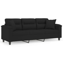 Driezitsbank Met Kussens Microvezelstof 180 cm Zwart