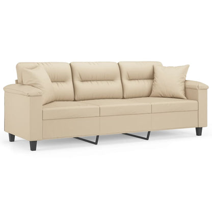 Driezitsbank Met Kussens Microvezelstof Kleurig 180 cm Crème