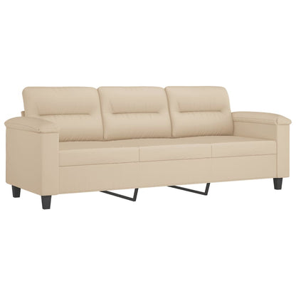 Driezitsbank Met Kussens Microvezelstof Kleurig 180 cm Crème