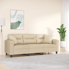 Driezitsbank Met Kussens Microvezelstof Kleurig 180 cm Crème