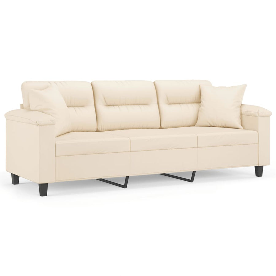 Driezitsbank Met Kussens Microvezelstof 180 cm Beige