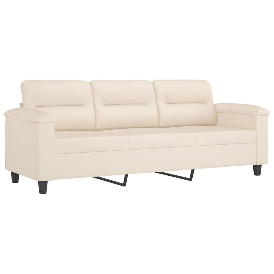 Driezitsbank Met Kussens Microvezelstof 180 cm Beige