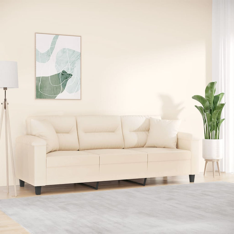 Driezitsbank Met Kussens Microvezelstof 180 cm Beige