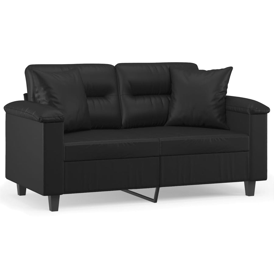 Tweezitsbank Met Sierkussens Kunstleer 120 cm Zwart