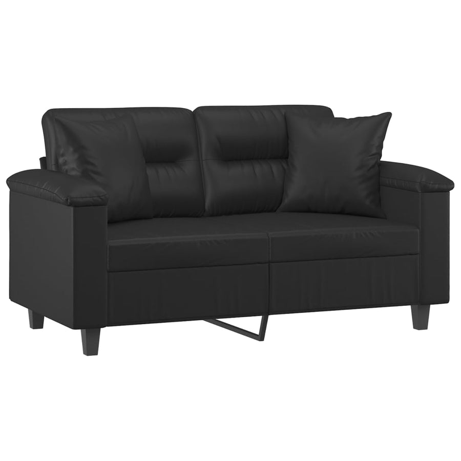 Tweezitsbank Met Sierkussens Kunstleer 120 cm Zwart
