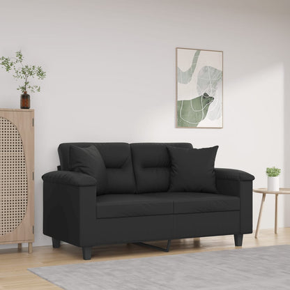 Tweezitsbank Met Sierkussens Kunstleer 120 cm Zwart