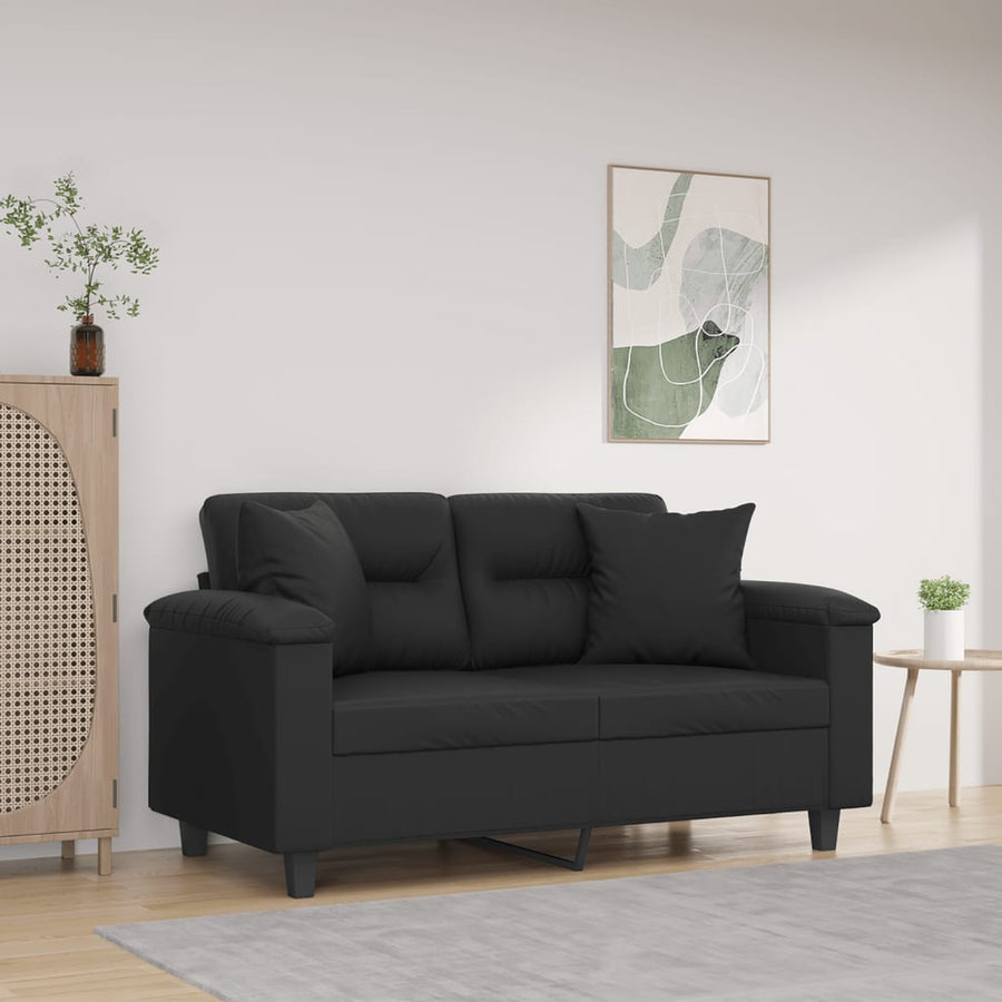Tweezitsbank Met Sierkussens Kunstleer 120 cm Zwart