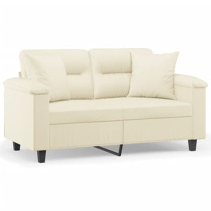 Tweezitsbank Met Sierkussens Kunstleer Kleurig 120 cm Crème