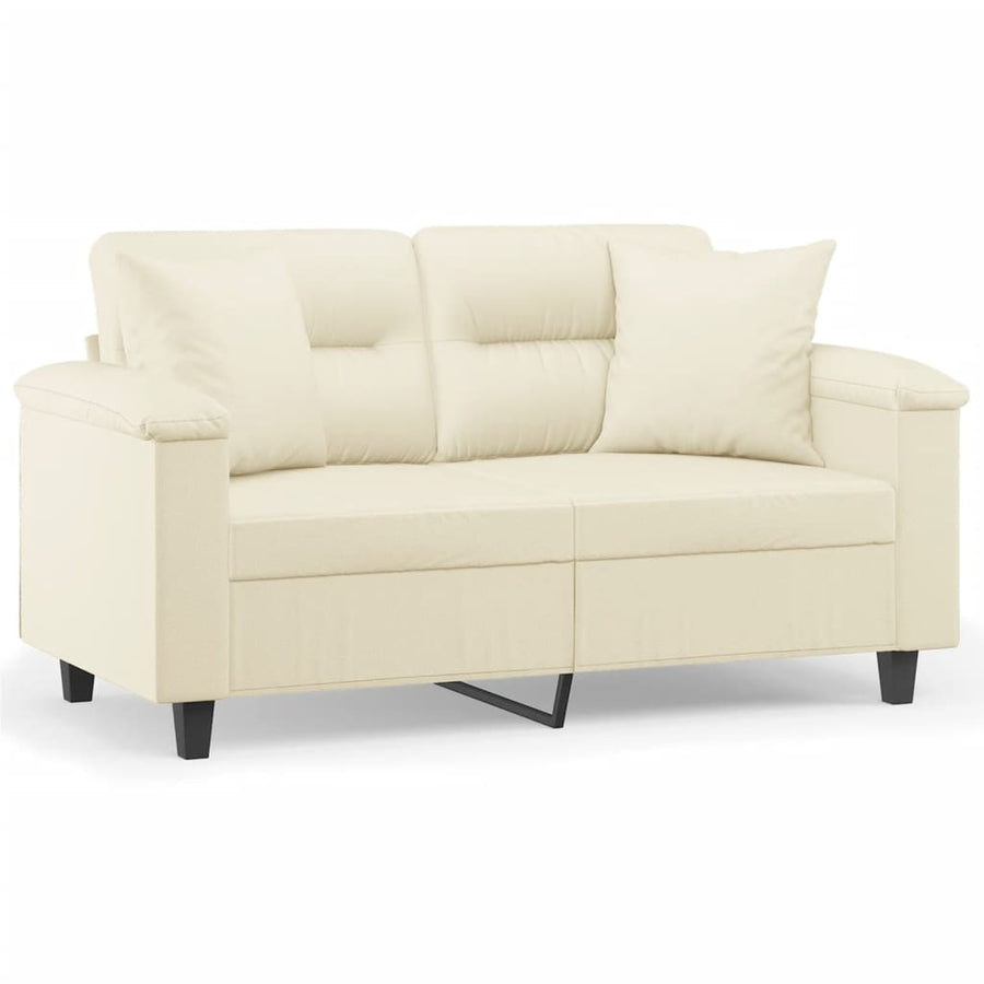 Tweezitsbank Met Sierkussens Kunstleer Kleurig 120 cm Crème