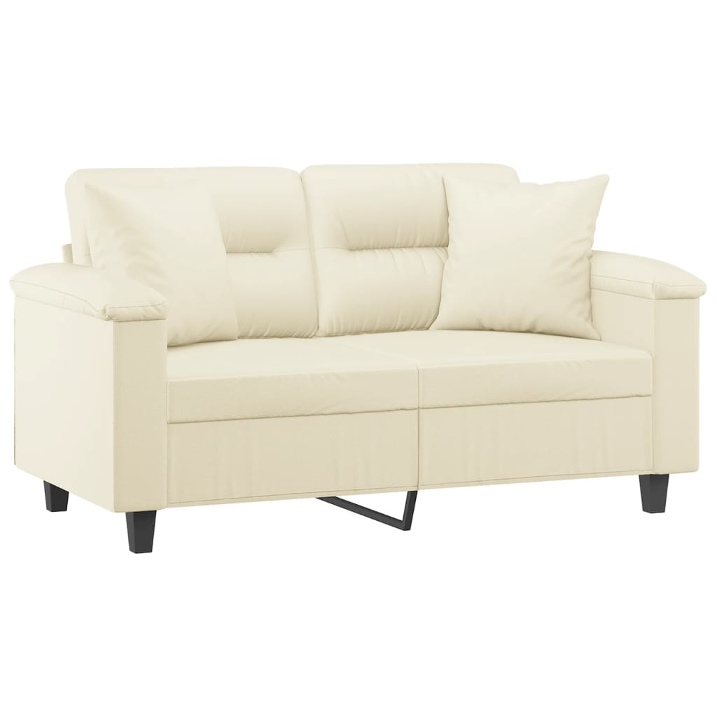 Tweezitsbank Met Sierkussens Kunstleer Kleurig 120 cm Crème