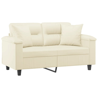 Tweezitsbank Met Sierkussens Kunstleer Kleurig 120 cm Crème