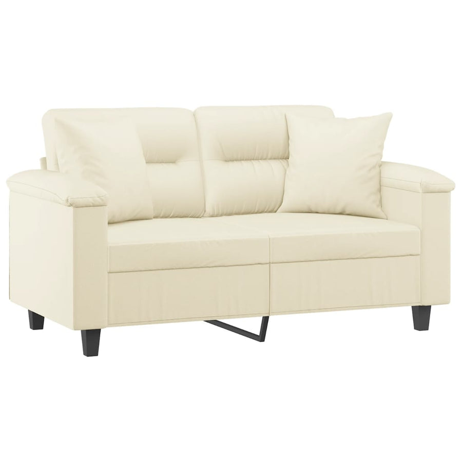 Tweezitsbank Met Sierkussens Kunstleer Kleurig 120 cm Crème