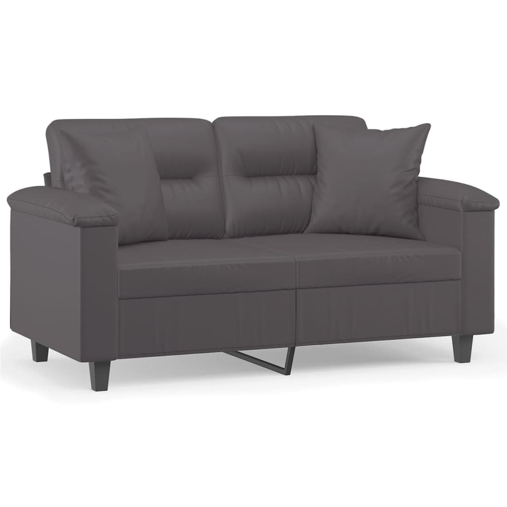 Tweezitsbank Met Sierkussens Kunstleer 120 cm Grijs
