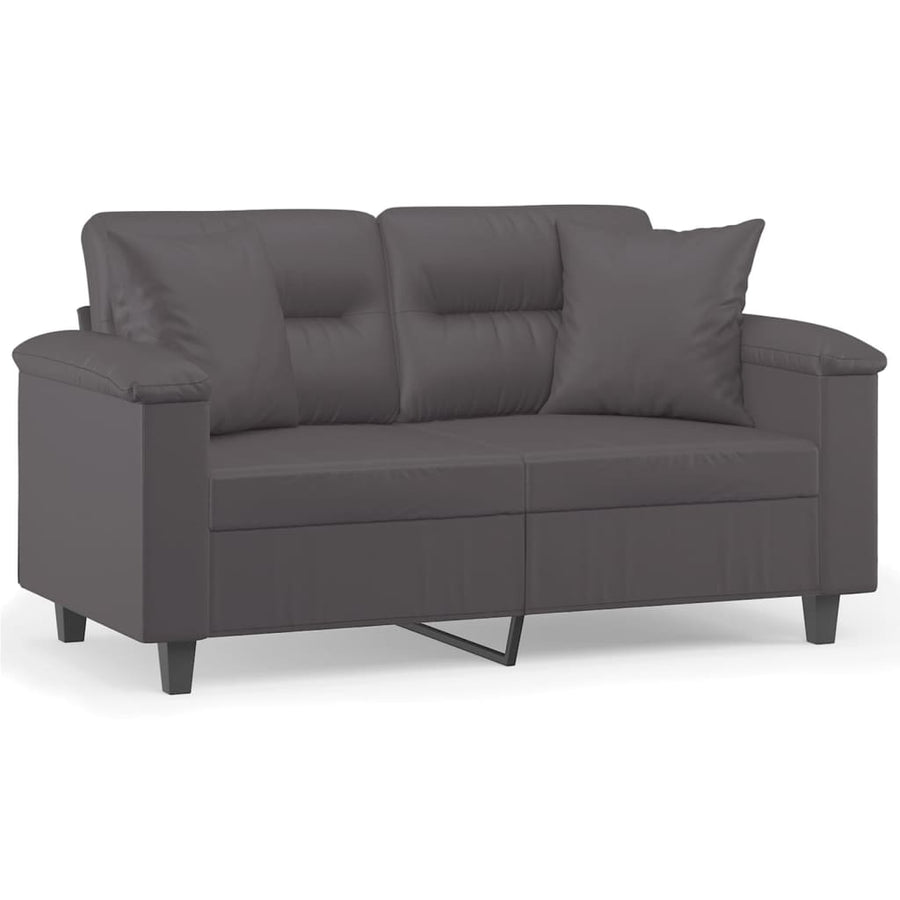 Tweezitsbank Met Sierkussens Kunstleer 120 cm Grijs
