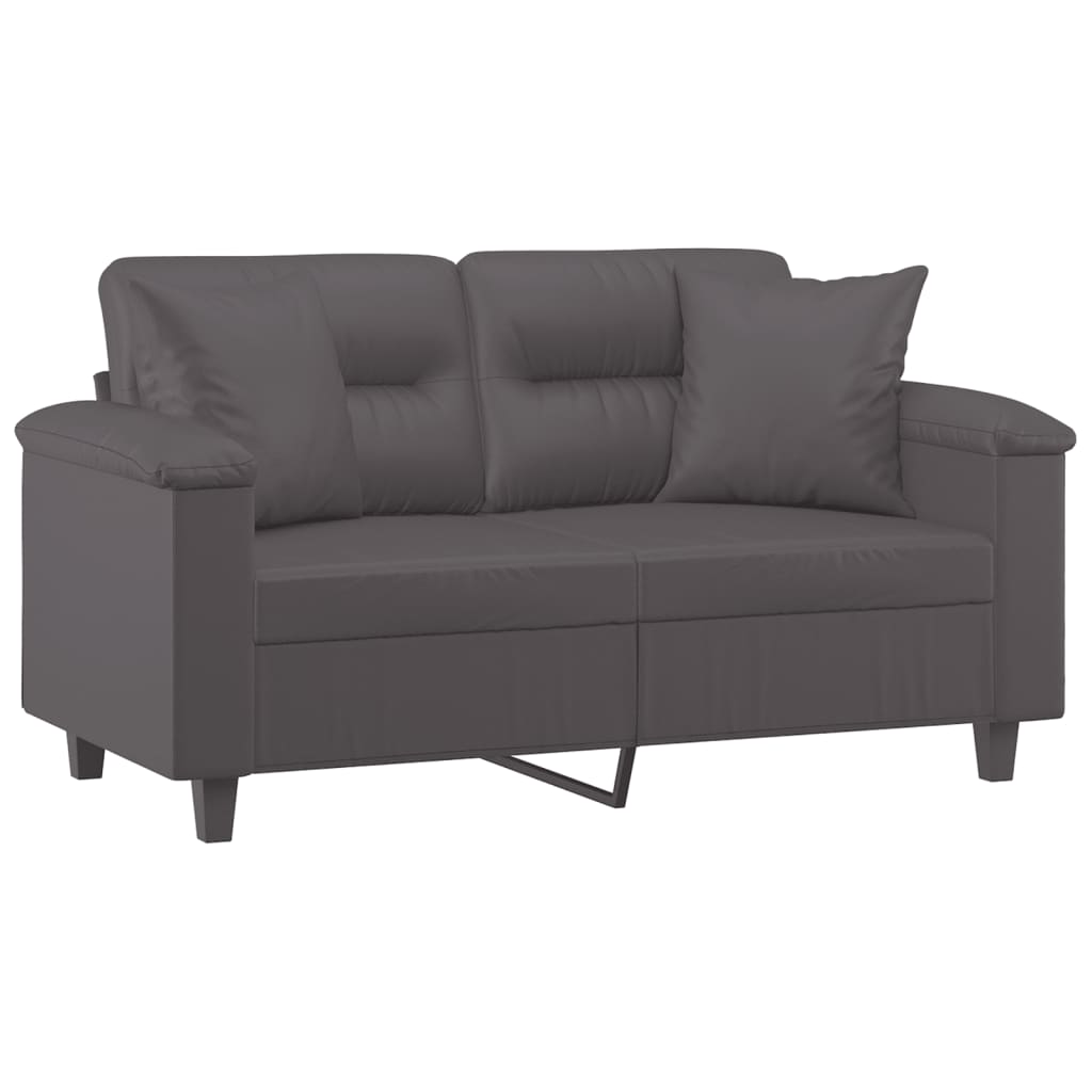 Tweezitsbank Met Sierkussens Kunstleer 120 cm Grijs