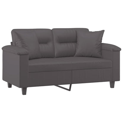Tweezitsbank Met Sierkussens Kunstleer 120 cm Grijs