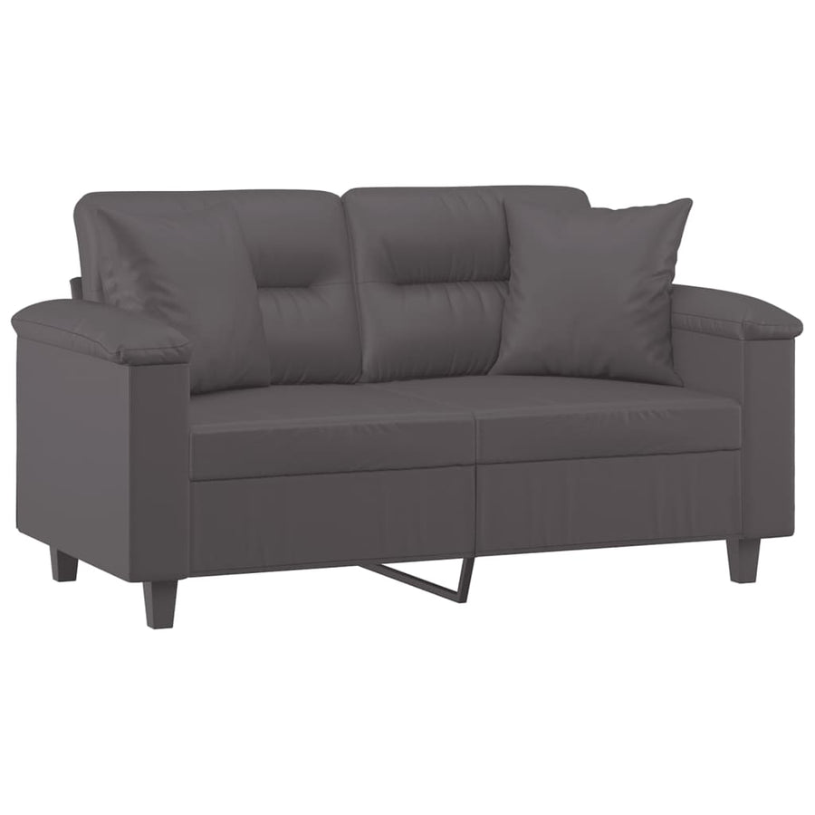 Tweezitsbank Met Sierkussens Kunstleer 120 cm Grijs