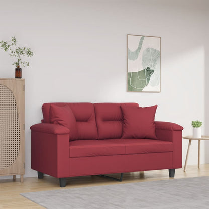 Tweezitsbank Met Sierkussens Kunstleer 120 cm Wijnrood