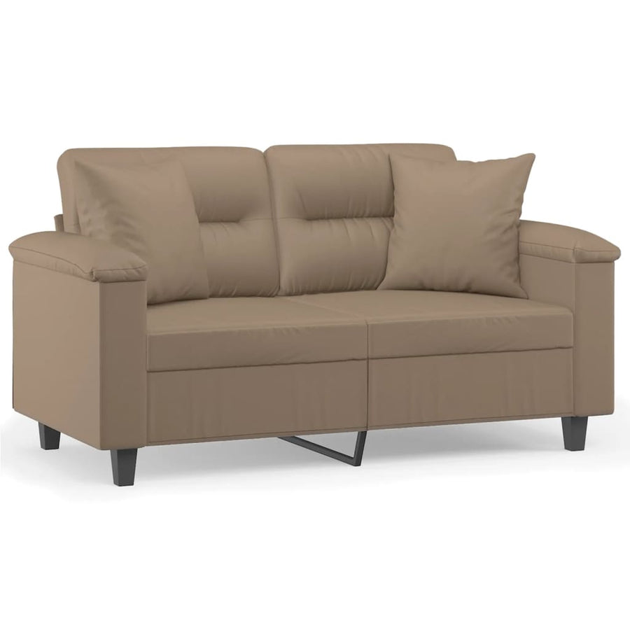 Tweezitsbank Met Sierkussens Kunstleer Kleurig 120 cm Cappuccino