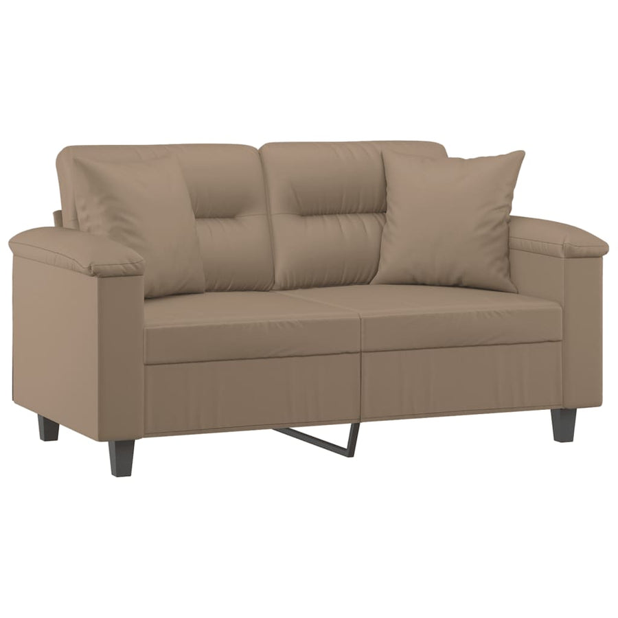 Tweezitsbank Met Sierkussens Kunstleer Kleurig 120 cm Cappuccino