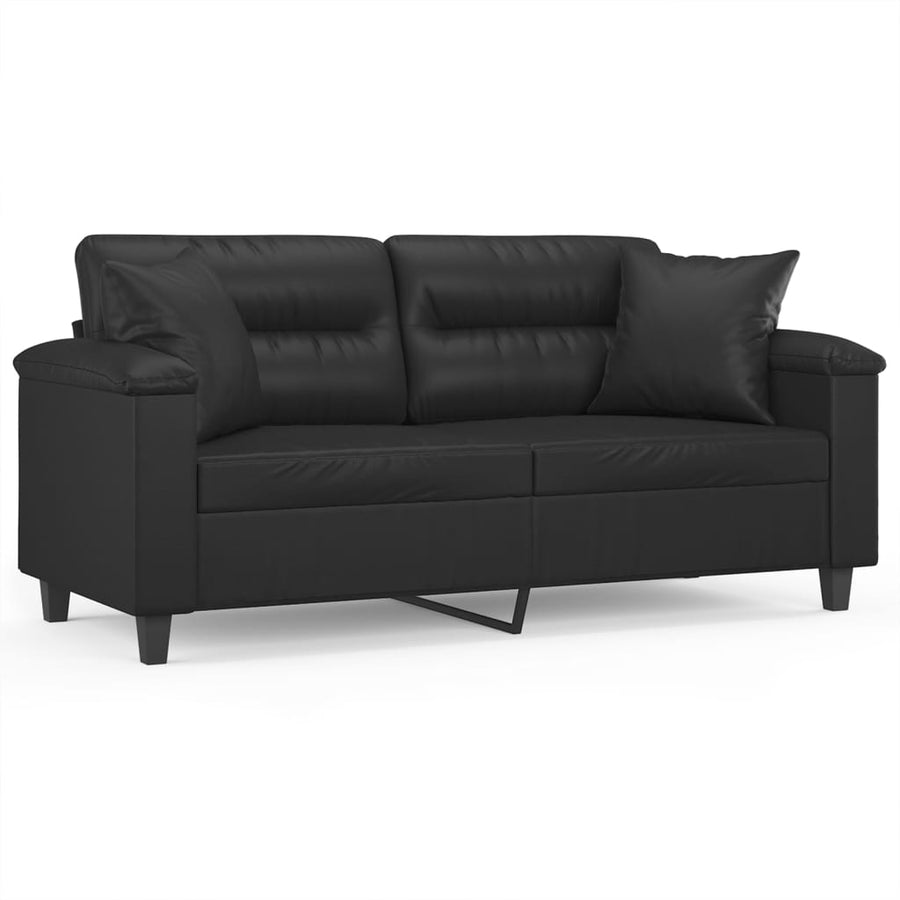 Tweezitsbank Met Sierkussens Kunstleer 140 cm Zwart