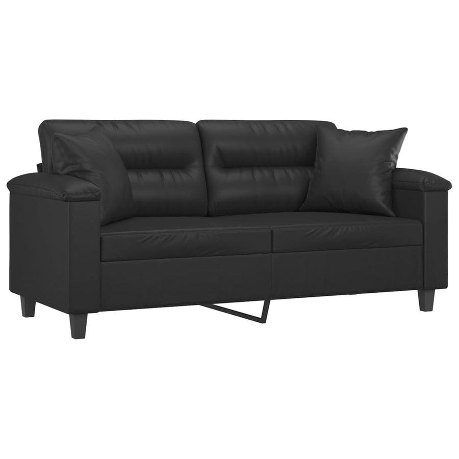 Tweezitsbank Met Sierkussens Kunstleer 140 cm Zwart
