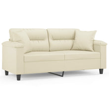 Tweezitsbank Met Sierkussens Kunstleer Kleurig 140 cm Crème