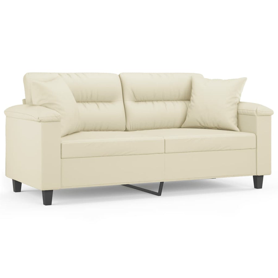 Tweezitsbank Met Sierkussens Kunstleer Kleurig 140 cm Crème