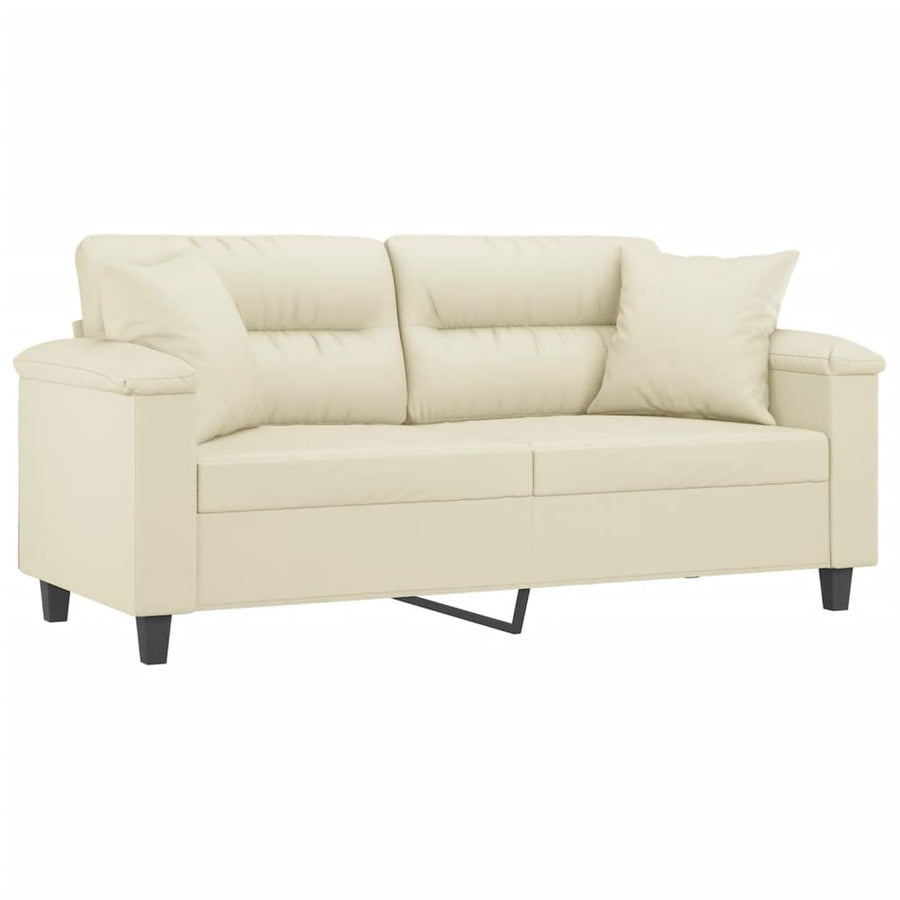 Tweezitsbank Met Sierkussens Kunstleer Kleurig 140 cm Crème