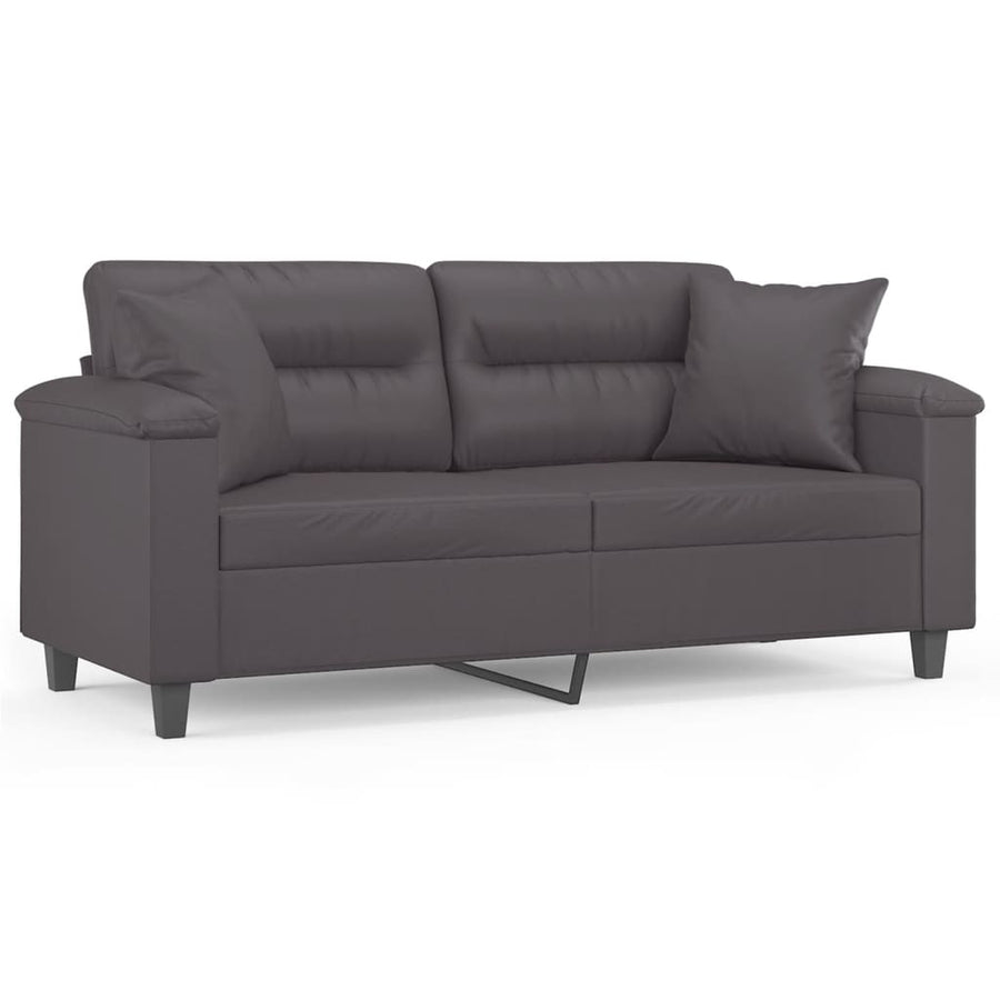 Tweezitsbank Met Sierkussens Kunstleer 140 cm Grijs