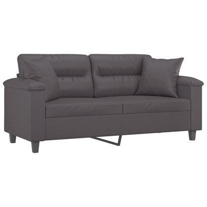 Tweezitsbank Met Sierkussens Kunstleer 140 cm Grijs