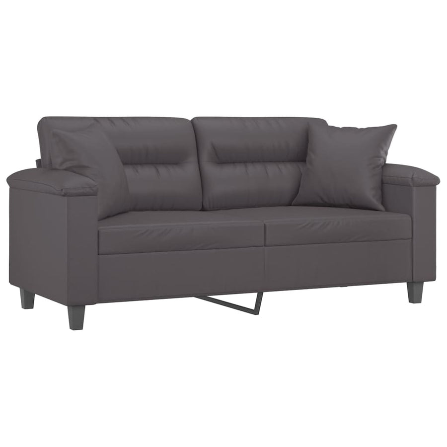 Tweezitsbank Met Sierkussens Kunstleer 140 cm Grijs