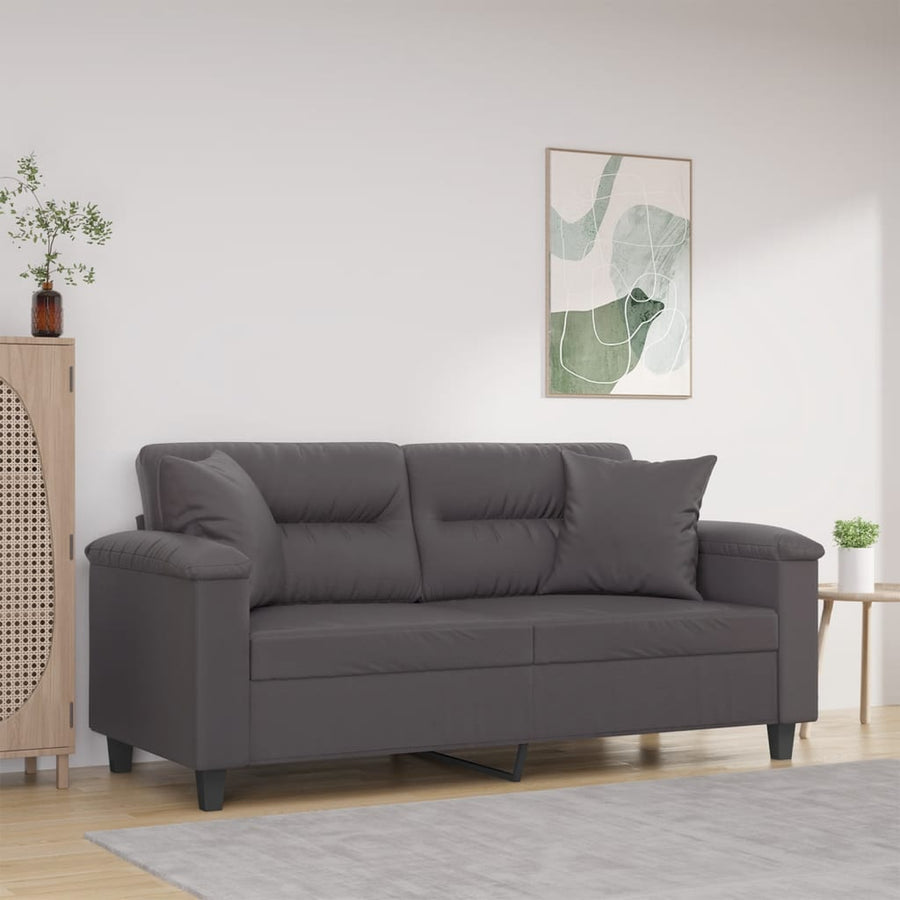 Tweezitsbank Met Sierkussens Kunstleer 140 cm Grijs