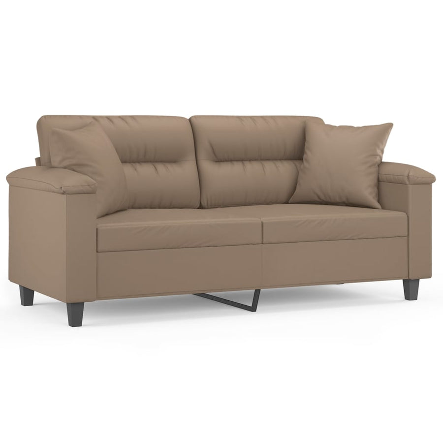 Tweezitsbank Met Sierkussens Kunstleer Kleurig 140 cm Cappuccino