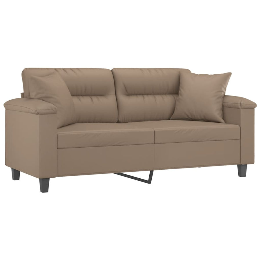 Tweezitsbank Met Sierkussens Kunstleer Kleurig 140 cm Cappuccino