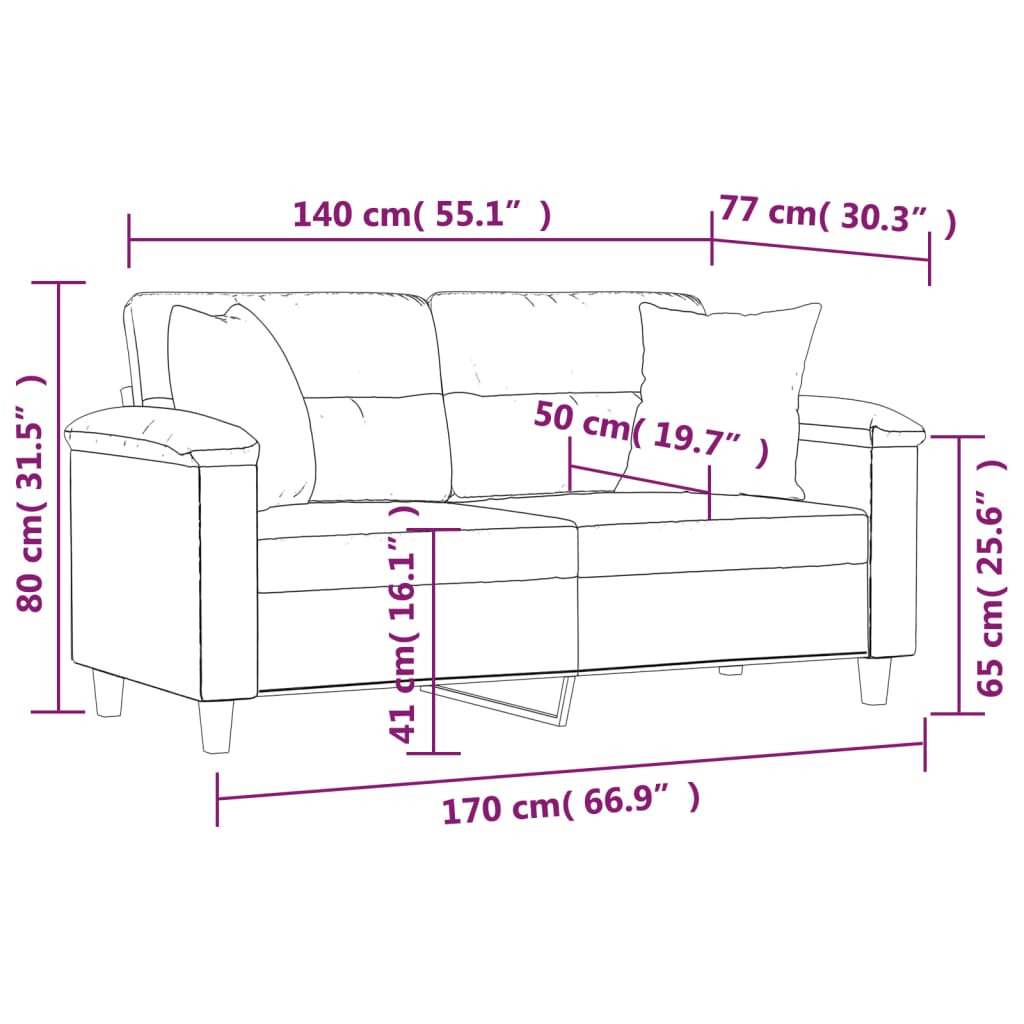 Tweezitsbank Met Sierkussens Kunstleer Kleurig 140 cm Cappuccino