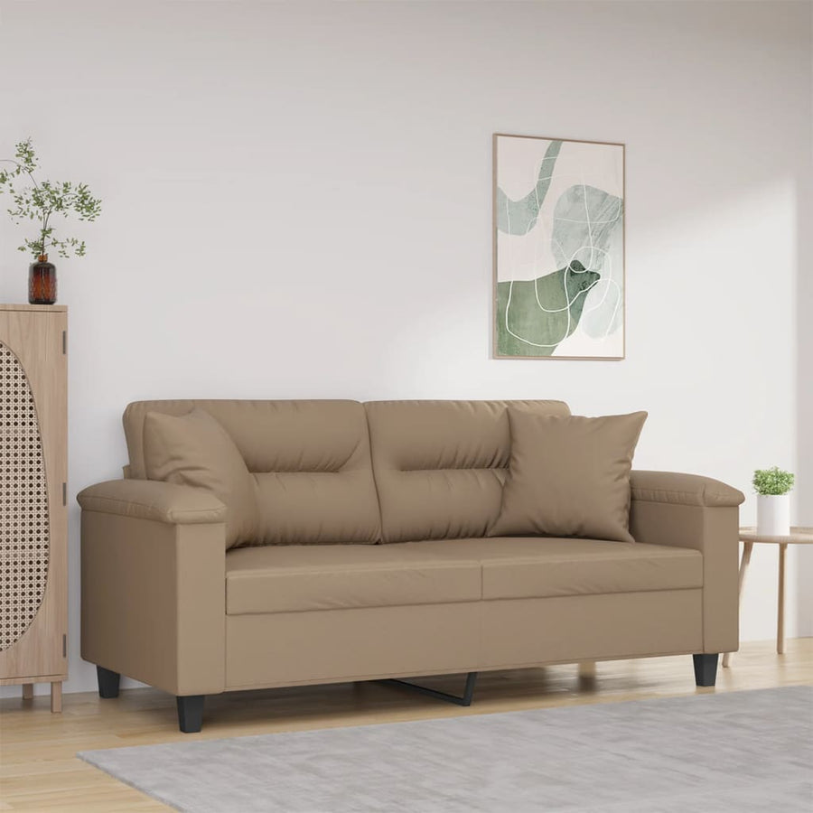 Tweezitsbank Met Sierkussens Kunstleer Kleurig 140 cm Cappuccino